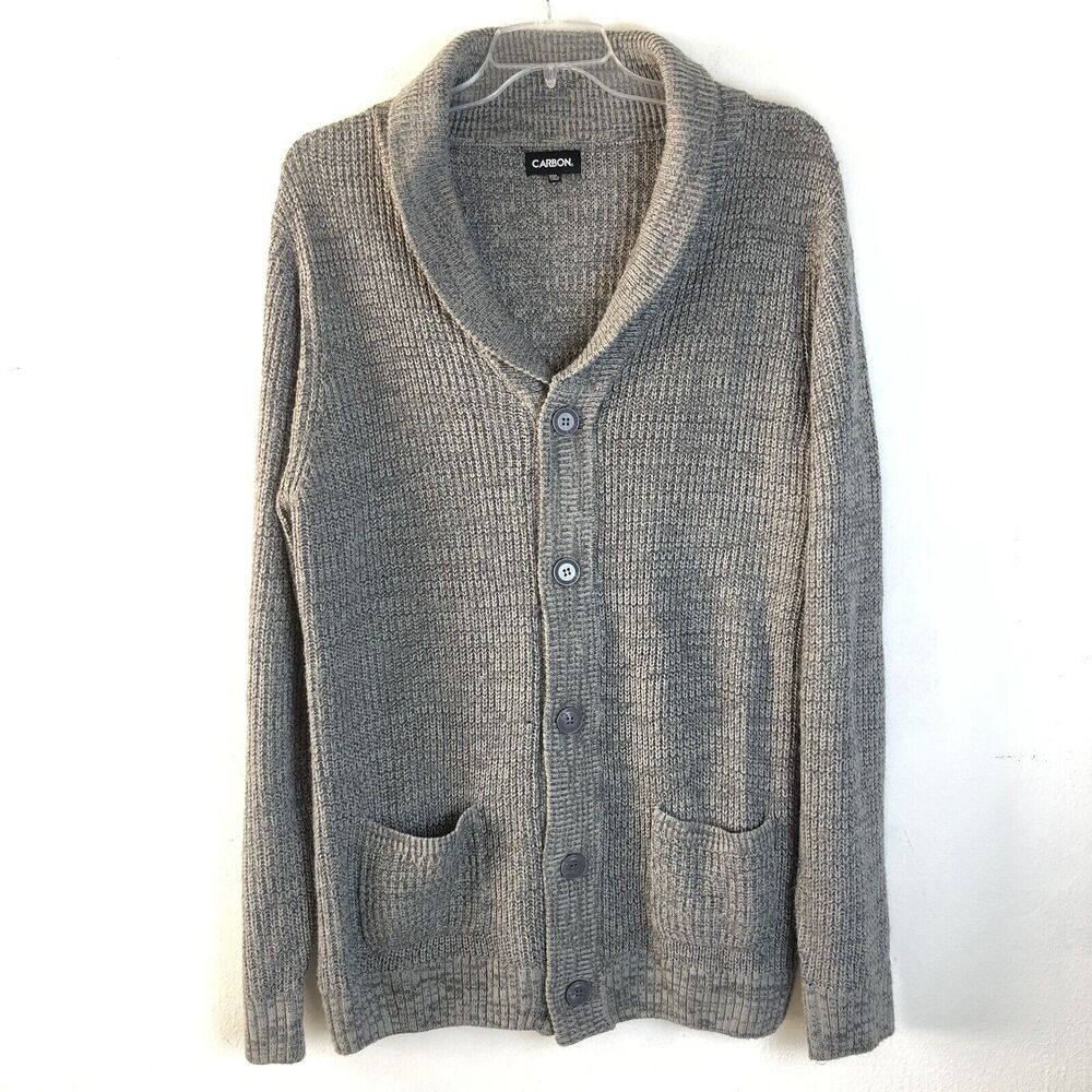 Carbon Mens Cardigan Sweater Sz XXL Gay Knit Pockets Button MCM Professor Nerd